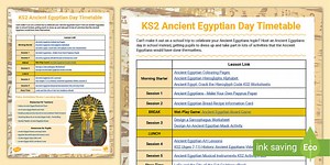 KS2 Ancient Egyptian Day Timetable