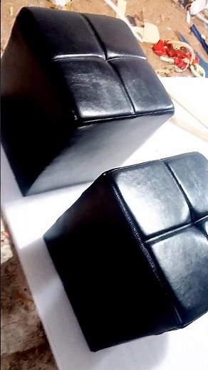Stylish Black Leather Sofa Stool | Compact Puff Design for Modern Homes #shorts
