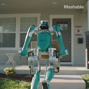 293K views · 609 reactions | Ford is testing a two-legged delivery robot that brings parcels to your doorstep. | Mashable | Facebook