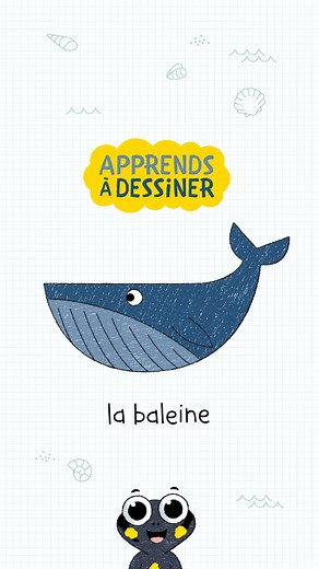 Un dessin de baleine facile à faire en famille, ca vous dit ? 🐳 👉 La Petite Salamandre a créé des vidéos pour apprendre aux petits curieux de nature de 4-7 ans à dessiner des animaux. Dans cette vidéo, les enfants découvrent comment dessiner et colorier la baleine ! | La Salamandre