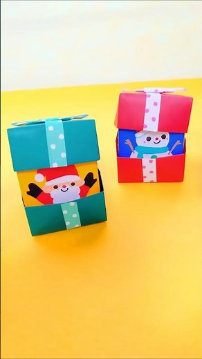 Cute and bouncy 💙 Christmas Box #origami #christmas #easy #origami #christmas #easy