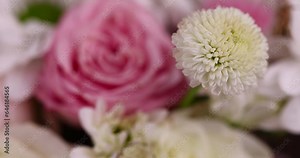used to create a bouquet of old flowers with defects, a large number of old flowers of different types in the bouquet Stock Video