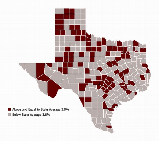 GDP Growth and Share in Texas Counties