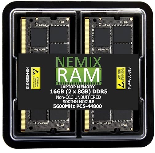 16GB 2X8GB DDR5 5600MHz PC5-44800 1Rx8 1.1V CL46 262-PIN Non-ECC Unbuffered SODIMM NEMIX RAM Laptop PC Memory KIT