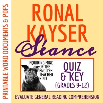 "The Seance" Quiz and Answer Key | Halloween Story with Comprehension Questions