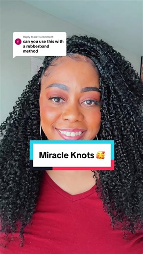 Replying to @net Miracle Knots Rubber Band Method using 16” Burmese Curly Feather Crochet Hair from @qvr hair in the color Natural Black. #miracleknots #bohobraids #rubberbandmethod #crochethairstyles #hairhack