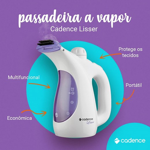 A Passadeira a Vapor Cadence Lisser é extremamente prática, além de ser ideal para qualquer tipo de tecido, roupas ou cortinas. Confira seus principais diferenciais: ✨ Protege os tecidos: Evita a proliferação de ácaros e outros micro-organismos; ✨ Portátil: Leve e prática, perfeita para viagens; ✨ Econômica: O consumo é de apenas 0,7kW por hora; ✨ Multifuncional: Passa na vertical, higieniza e elimina mofo e odores em poucos minutos de maneira fácil; ✨ Acessórios: Copo medidor, escova de cerdas 