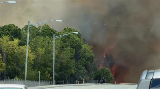 WATCH as a wildfire ignites in Cape Coral, FL on Saturday. These are becoming more prevalent across Southwest Florida because of ongoing severe to extreme drought conditions. Crews have put most of this fire out but heavy smoke and low visibility remain in the area. 🎥 Michael Studer | Meteorologist Josh Green