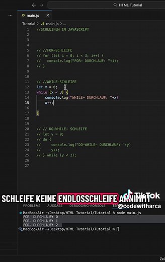 JavaScript Basics: Schleifen in JS.#javascript #lernenmittiktok #lernen #programmieren #code