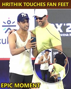 Bollywood actor Hrithik Roshan attended an event where a fan touched his feet on stage. In a reflex action, Hrithik also touched his feet and handed him a goodie bag. | Bollywood Now