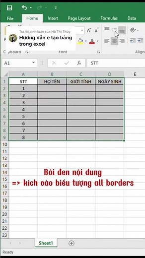 Cách tạo bảng trong Excel nhanh chóng