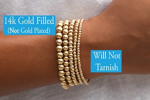 Gold Bead Bracelet 2mm 3mm 4mm 5mm 6mm 7mm | 14k Gold Bead Bracelet | Gold Bead Bracelet | Gold Ball Bracelet | Gold Filled Beaded Bracelet - Etsy