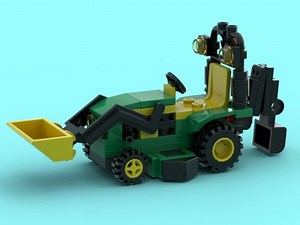 LEGO MOC-200813 John Deere 1025R tractor with backhoe (City > Farm 2024)