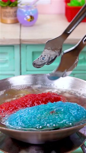 Mini Red and Blue Fry Chicken🍗 Satisfying ASMR Mini Food #shorts #asmr #miniature #minifood