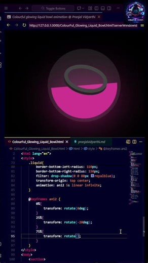 Colourful Glowing Bowl Animation #shorts#coding#viral#trending#webdesign#html#css#js