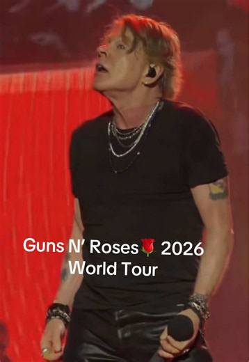 The Guns N' Roses World Tour 2026 is actively underway, spanning five continents with stadium performances. Core original members Axl Rose, Slash, and Duff McKagan are currently on the road, supported by rotating special guests like Public Enemy, The Black Crowes, Ice Cube, Pierce the Veil, and Airbourne. #axlrose #gunsnroses #fyp #singer #music