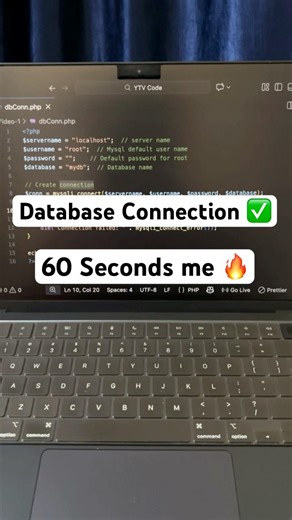 PHP MySQL Database Connection 🔥 Step-by-Step in 60 Seconds