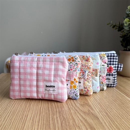 Handmade Coin Purse | Quilted | Fabric | Floral | Gingham | Zipper Pouch | Rustic - Etsy Australia