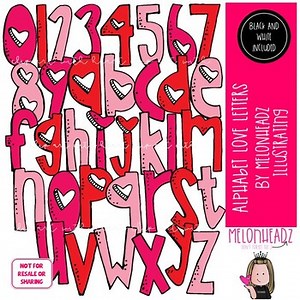 Alphabet Love Letters clip art, Number clip art, Valentine clip art COMBO PACK