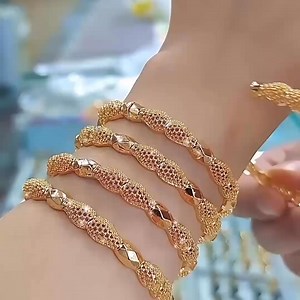 Limited Time Offer: OMR 5.9/- WIth Free Delivery Hot Selling 22k Gold Plated Copper Women Bangles Dubai Saudi Arabia Bride Jewelry Bracelets Gift | Jetronics UAE