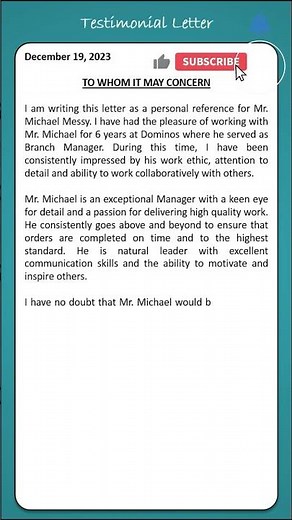 Testimonial Letter #testimonialletter