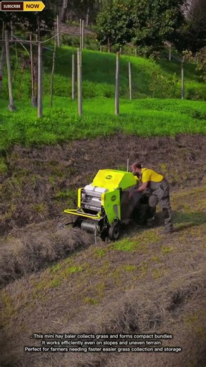 Compact & Efficient Hay Baler Machine for Collecting and Packing Grass in Sloped Agricultural Fields