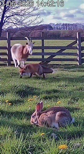 Fox Tries to Catch a Baby Rabbit… Then a Goat Appears #aianimals