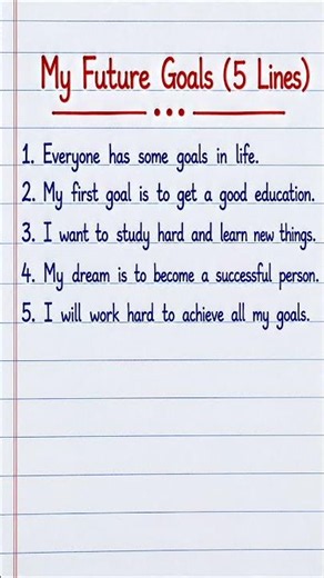 My Future Goals (5 Lines) | Easy English Writing