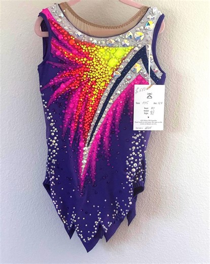 New Leotard for Rhythmic Gymnastics, Purple With Bright Colors, for Level 7,8 USA Rules. - Etsy