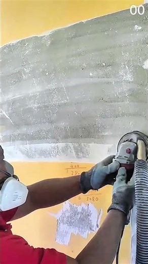 Gloved Worker Sanding Wall with Grinder Dust Extraction System #shorts