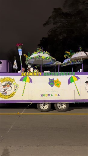 Y’all already know!! 💜💚💛 #MardiGras #Houma #parade #Cajun #Louisiana ⚜️ ☂️ 🐊 @Selucrey Sophistocats @cecilia ann