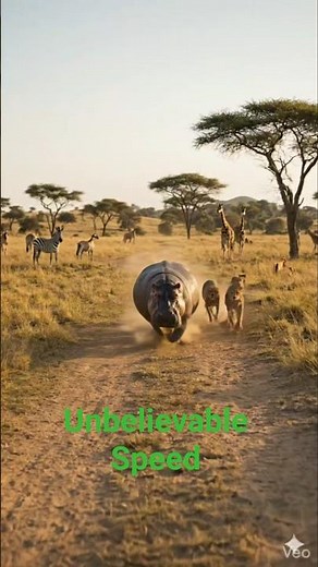Unbelievable Hippo Chase: Running for Its Life! 💥​