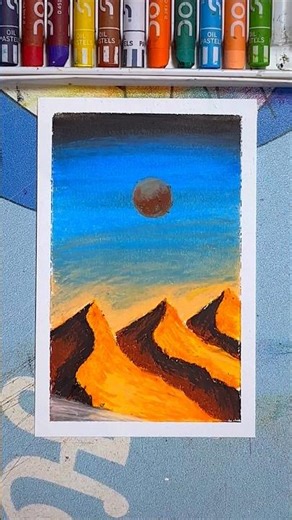 Easy Desert Landscape Drawing with Oil Pastels 🌵✨