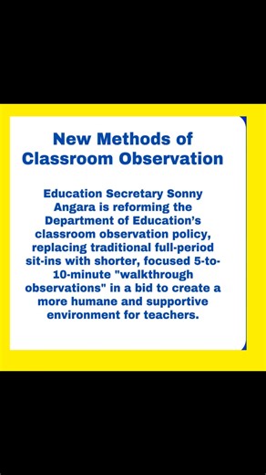DepEd changes class observations to five to ten-minute walkthroughs instead of full sessions. #DepEdUpdatesPhilippines | DepEd Updates Philippines