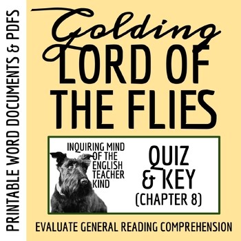 Lord of the Flies Chapter 8 Quiz and Answer Key | Guided Reading Worksheet