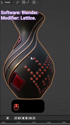 Software Blender. Use modifier Lattice for make your shape. #blendertutorial