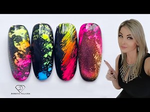 Fun neon pigments nail art with tooth brush 🤗. Nail art hacks for beginners.