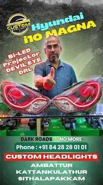 Hyundai i10 Magna Halogen to Bi-LED Projector Upgrade | Red Devil Eye + Multicolour DRL