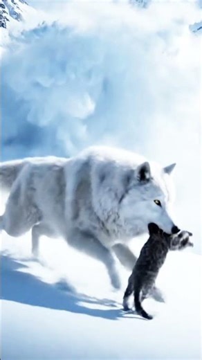 WHITE Wolf Saves Kitten From Avalanche! 🐺❄️🐱