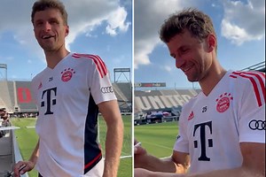Watch Thomas Muller instantly crush fan's hopes of making shock Arsenal move