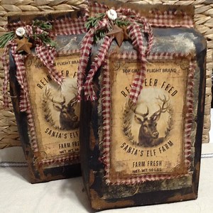 Primitive Reindeer Feed Grunge Bag Holiday Shelf Sitter Vintage Christmas Decor Sack - Etsy