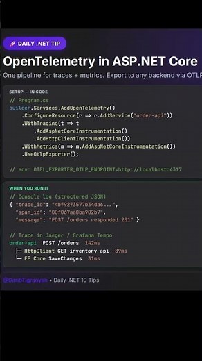 OpenTelemetry + ASP.NET Core in 60 Seconds #csharp #debugging #dotnet #stacktrace