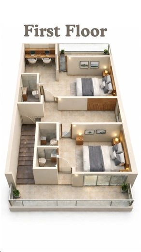 west facing first floor 2bhk house design #3d #home #housedesign #interiordesign