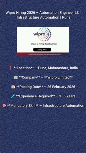 Wipro Hiring – Test Engineer L3 | Salesforce Functional Testing | Hyderabad #softwaretesting #shorts