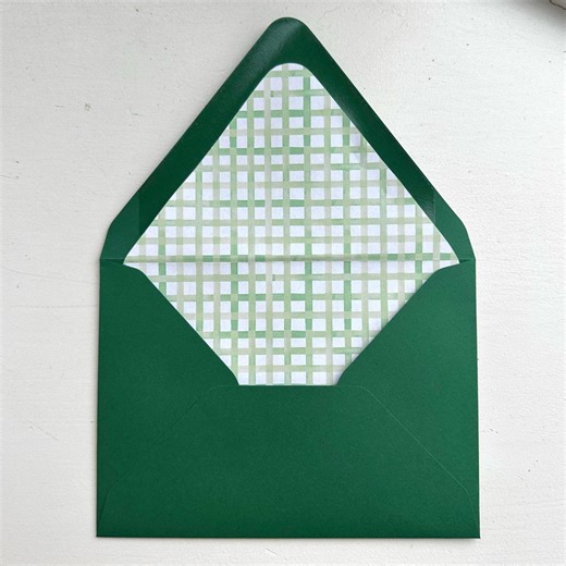 Gingham Watercolor Envelope Liners: A7 Euro Flap, Hand Painted Illustrations (Set of 20)