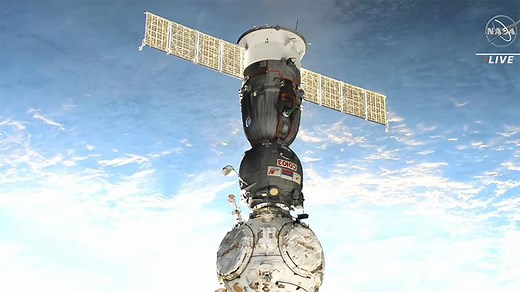 The Soyuz MS-23 crew ship with three Expedition 69 crewmates aboard docked to the Prichal docking module at 5:22 a.m. EDT today completing a 37-minute relocation maneuver. More... https://go.nasa.gov/3nPnhcF | International Space Station