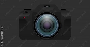 Short animation of aperture opening with a camera appearing.