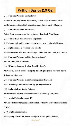 PYTHON BASICS #1 To #10 🚀Python interview questions