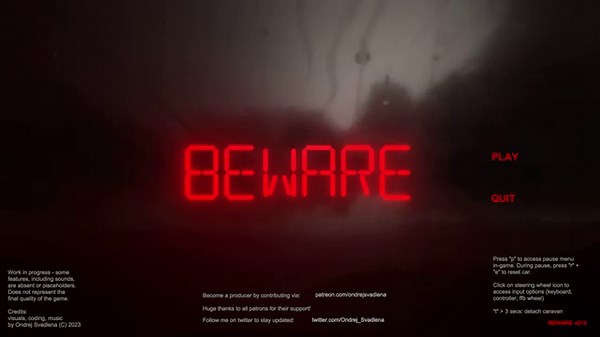 BEWARE v013 Start Screen (WIP)