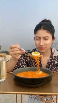 Hot 🔥 spicy ramen soup with boiled egg challenge, wait for the end #spicyfood #boiledegg #mukbang